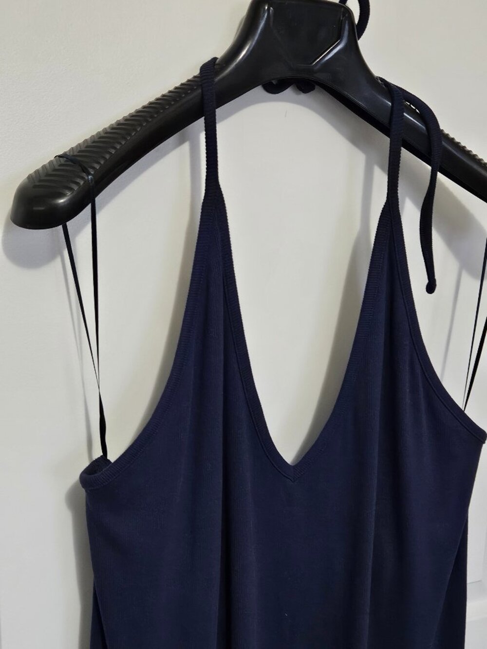 Old Navy Dark Navy Blue Ribbed Knit Halter Neck Sporty Maxi Dress Size 2X
